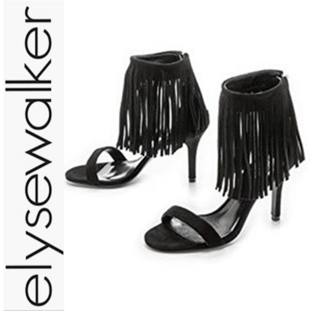 ELYSE WALKER LOS ANGELES ALEX SUEDE FRINGE HEELS